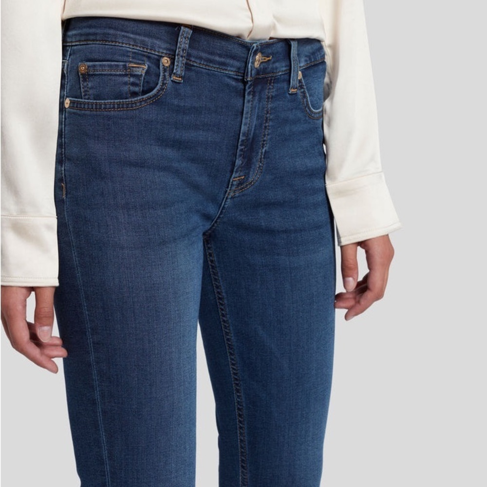 7 For All Mankind Dark Blue b(air) high rise ankle Skinny Jeans - Picture 3 of 15